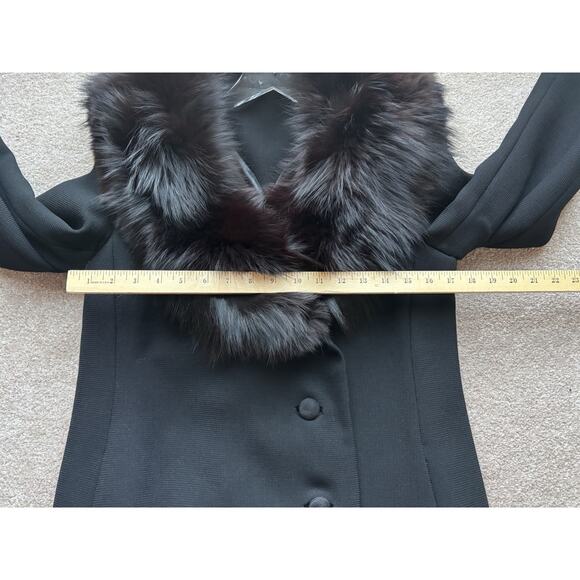 Vintage Union Made Black Wool Over Coat Dramatic Fur Collar CBK Style Tailored - Picture 9 of 16